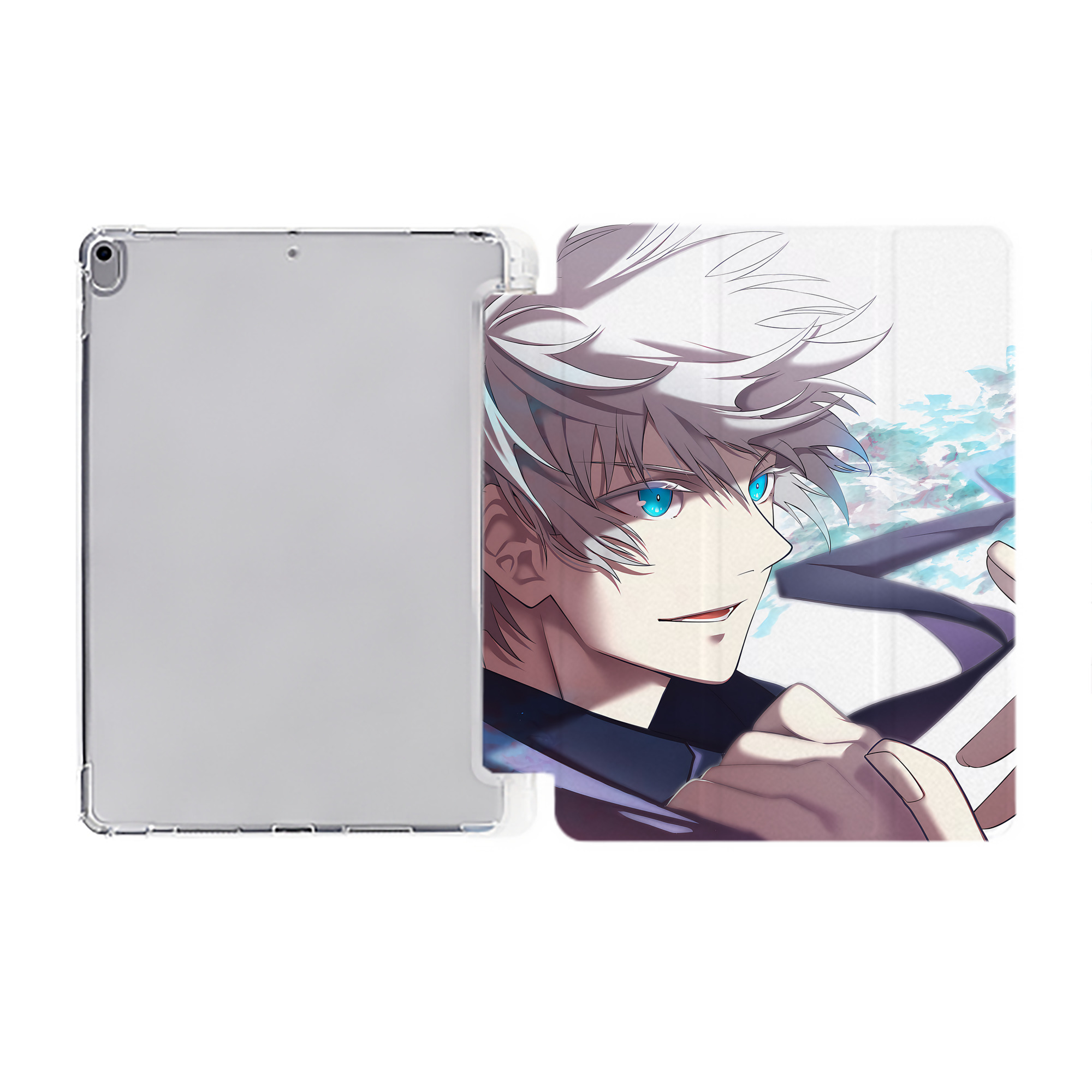 （画像用） 呪術廻戦 Jujutsu Kaisen IPad ケース ペン収納付き 三つ折りスタンド PUレザー×シリコン 対応機種9.5/10.5/10.9インチ